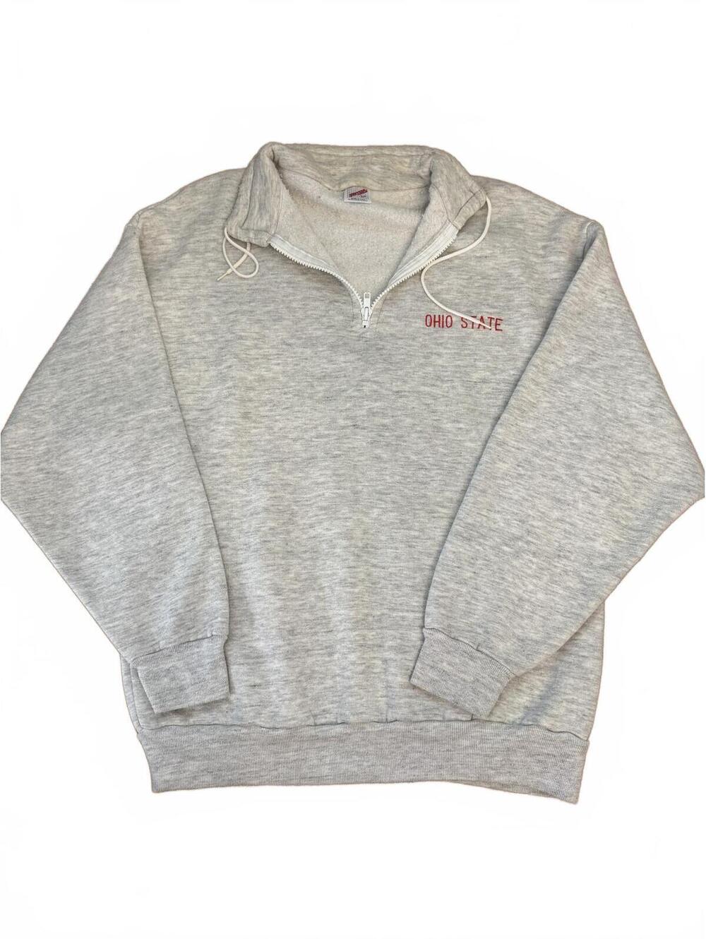 Vintage 90s The Ohio State Quarter Zip Pullover Jerzee's USA Size Large Unisex